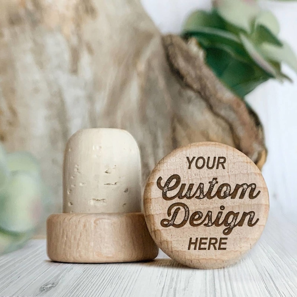50 Standard Custom Design Cork Wine Stoppers | Your Logo (with bag)